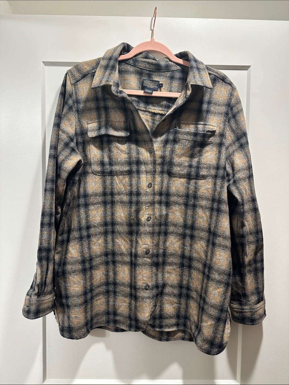 Pendleton Plaid Utility Jacket in Tan and Black